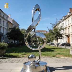 Escultura de <span class=keywords><strong>Nota</strong></span> <span class=keywords><strong>Musical</strong></span> Grande de Acero Inoxidable RELONG, Estatua de Símbolo de <span class=keywords><strong>Sol</strong></span> de Metal, Estilo Moderno Abstracto para Exteriores - Product Image 5