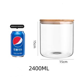 Bouteille <span class=keywords><strong>en</strong></span> <span class=keywords><strong>verre</strong></span> moderne et minimaliste de <span class=keywords><strong>5</strong></span> <span class=keywords><strong>litres</strong></span> Bouteilles et bocaux hermétiques pour le stockage de la cuisine <span class=keywords><strong>Bocal</strong></span> à épices cylindrique ménager avec couvercle <span class=keywords><strong>en</strong></span> bambou - Product Image 3