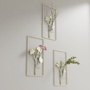 Vase hydroponique mural créatif de luxe nordique, sans perçage, tendance moderne, décoration murale haut de gamme pour salon - Product Image 4