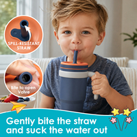 Gobelets isothermes personnalisés en acier inoxydable anti-déversement pour enfants avec poignée et paille en silicone, double paroi, réutilisables, sans BPA
