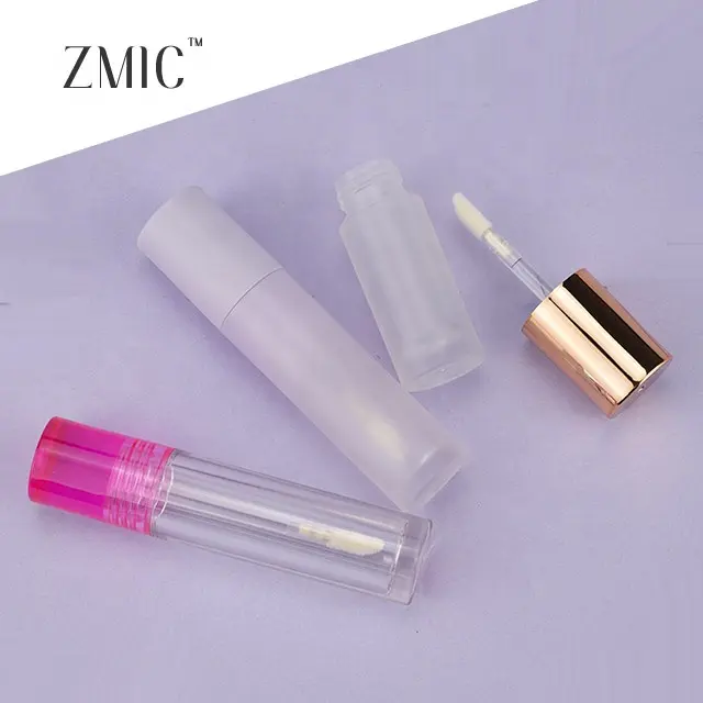 2023 New Product Set Make Your Own Empty Lip Gloss Packaging Rose Gold Matte Purple Pink Top Round Color Changing Lip Oil Tube