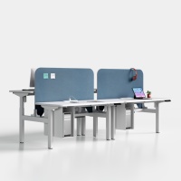 Bureau électrique moderne assis-debout à double moteur, station de travail blanche intelligente avec contrôle par application, support d'ordinateur de bureau à hauteur réglable