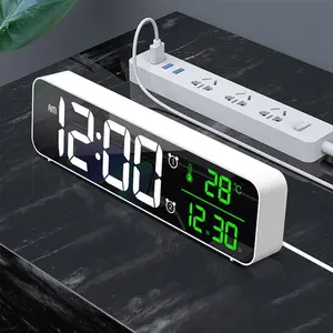 贪睡温度时间音乐双时钟多功能USB充电器大数字显示亮度调光器发光二极管数字闹钟