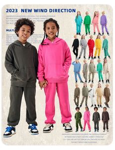 Vêtements pour enfants populaires, ensemble de sweat-shirts et de pantalons de survêtement en coton lourd de haute qualité, personnalisés pour enfants - Product Image 1