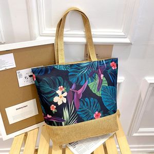 Nouveau personnalisé imprimé grande capacité flore fourre-tout toile <span class=keywords><strong>sac</strong></span> <span class=keywords><strong>à</strong></span> <span class=keywords><strong>main</strong></span> plage <span class=keywords><strong>sac</strong></span> fourre-tout - Product Image 6