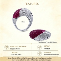 Bague en résine violette plaquée or blanc, bijoux de luxe, bague tendance en cristal et strass pour femme, cadeau