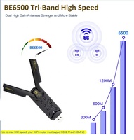 Adaptador WiFi USB 7 RTL8912AU BE6500, Tarjeta de Red Inalámbrica USB 3.0 Tri-Banda de 6500 Mbps, Plug and Play para Laptop