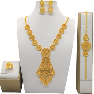Dubai 24K Gold Plated Necklace Earrings <b>Bracelet</b> <b>Set</b> Bell Shape Ethnic Wedding Jewelry Women's Fine Jewelry <b>Sets</b> - Product Image 3