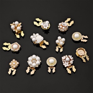 Luxury Floral Pearl Flower <b>Buttons</b> Cover Butterfly Metal <b>Button</b> Clip With Rhinestones And Pearls For Women Clothing Decoration - Product Image 5
