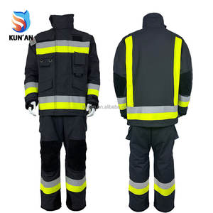 Combinaison de <span class=keywords><strong>pompier</strong></span> conforme aux normes ISO11612 EN, en matériau Aramid 3, style intégral, pour la formation aux secours d'urgence et la lutte contre les incendies de proximité - Product Image 2
