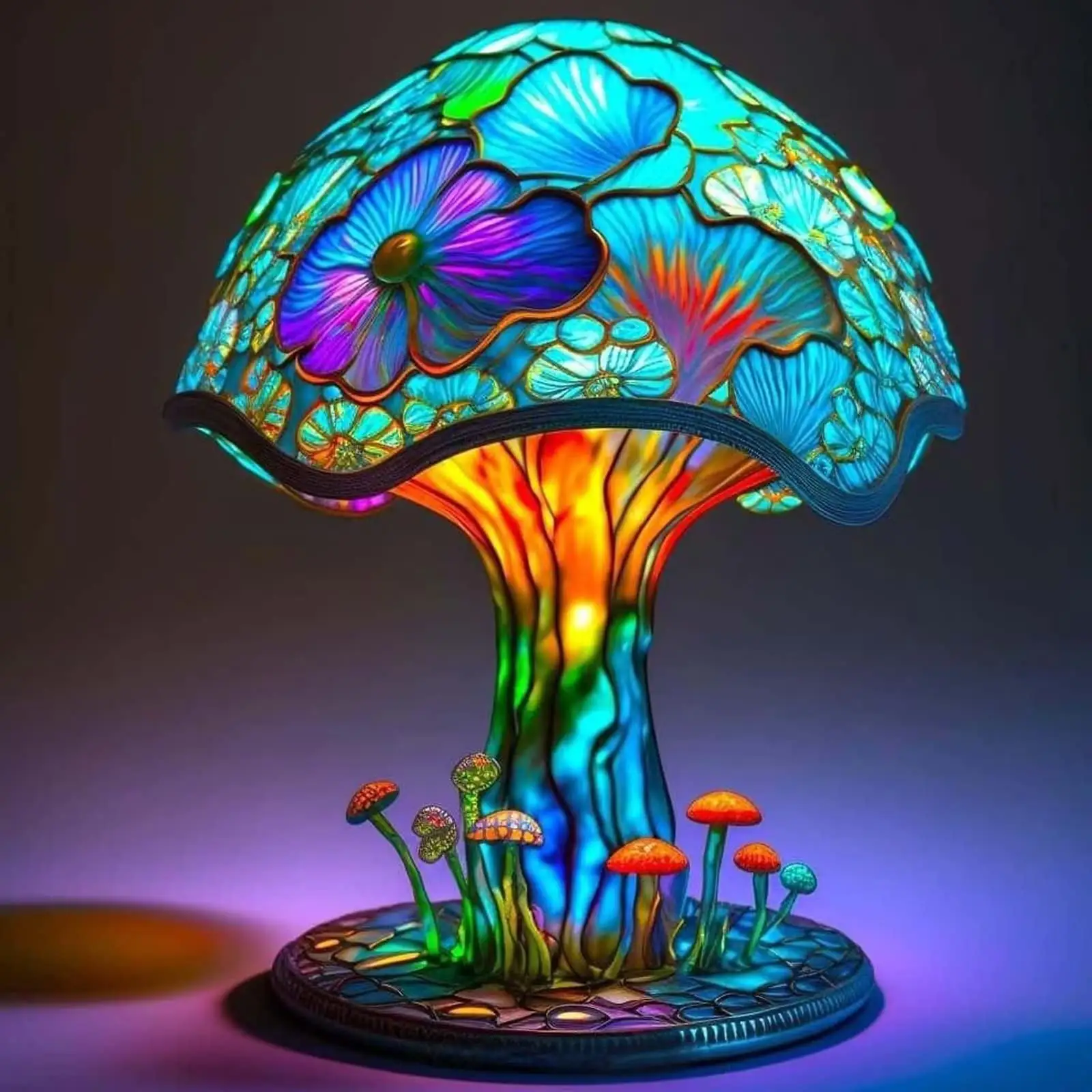 Lampes de table créatives série plante teintée résine colorée chambre à coucher chevet fleur champignon rétro lampe de nuit lampe d'ambiance