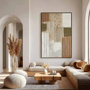 Strata Textured Abstract Neutral Oil <b>Painting</b> Modern Wall Art Canvas Print With <b>Frame</b> Minimalist Style Indoor Decor - Product Image 4