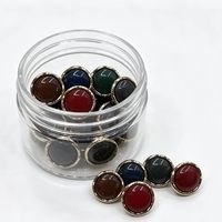 Kancing Mutiara Imitasi Bulat Hitam Merah Hijau Biru 11.5MM dengan Bingkai Logam dan Alas Logam untuk Dekorasi Pakaian