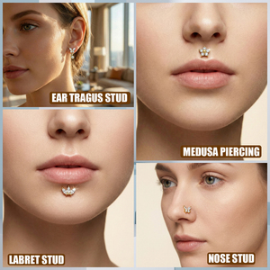 10 Piezas de Piercings Labret sin Rosca, Piercings de Acero Inoxidable con Circonita Cúbica, Anillos de Labio, Piercings de Nariz con Parte Trasera Plana, Joyería para Piercing de Tragus y Hélix - Product Image 3