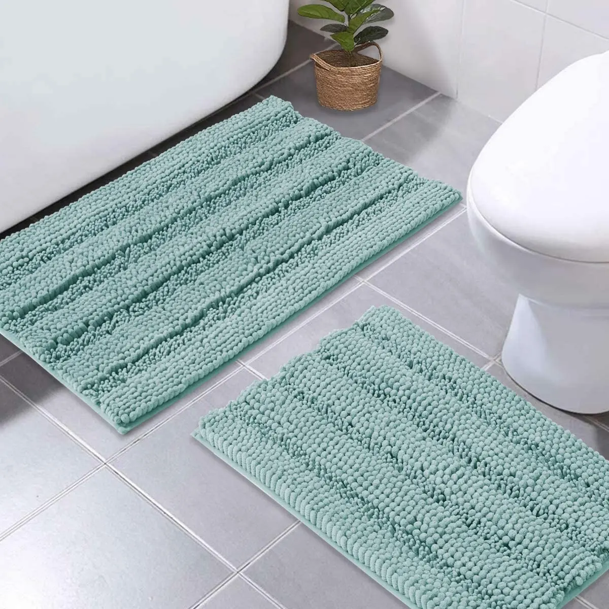 2PCS SET Absorbent Chenille Bad teppich Plüsch Bade matten für Badewanne Anti-Rutsch Günstigste Wasser aufnahme Shaggy Rug Latex rutsch fest