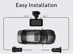 Caméra de tableau de bord avant et arrière, caméra de tableau de bord 4K/2.5K Full HD pour voitures, GPS Wi-Fi intégré, vision nocturne, enregistrement en boucle grand angle