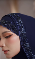 Foulard Hijab en Chiffon Brodé de Perles, Écharpes et Châles Ethniques pour Femmes Musulmanes, Couleur Unie, Vente en Gros