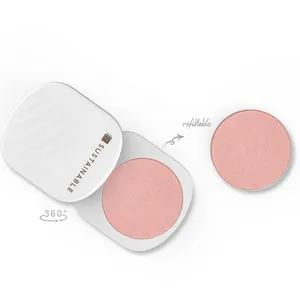 Round Empty Bb Air Cushion Powder Case Bamboo Custom Decoration Foundation Powder Container Compact Case