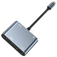Adaptadores Usb C de 4 puertos Tipo C a 4K Hd MI Vga PD carga 100W Hd Vga Usb3.0 Pd 4-In-1 Hub