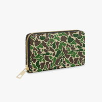 Portefeuille long pour femme personnalisable, imprimé camouflage, fermeture éclair intégrale, en cuir synthétique, multi-compartiments pour cartes et billets, pochette de rangement