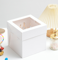 Boîtes à gâteaux en carton ondulé pliables et recyclables, classiques, blanches, carrées, en vente chaude, différentes tailles pour gâteaux de 8 à 12 pouces, fenêtres transparentes