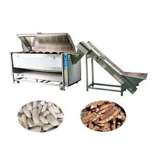 Vuelos de yuca de maquinaria de procesamiento de Tapioca de mandioca removedor de piel de yuca lavado corte Peeling máquina peladora en Nigeria