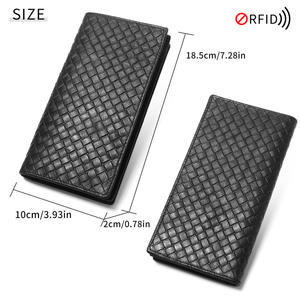 Portefeuilles longs rétro AndoBag pour hommes - Blocage RFID, grande capacité, emplacements multi-cartes, motif tissé - Product Image 3