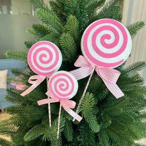 <b>Pink</b> Eco-Friendly Luxury Foam Lollipop Bows | 12cm Cute Fashionable Hanging Decoration for Christmas Tree & <b>Wreath</b> - Product Image 2
