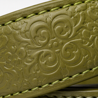 Ceinture pour homme Carosung en cuir véritable vintage décontractée, motif damassé vert olive, boucle noire mate, largeur 3,5 cm
