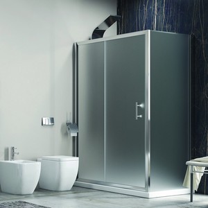 Kamalu KF5000S Douche d'angle moderne 100x70 coulissante avec verre opaque, bac rectangulaire anti-calcaire, étanche pour salle de bain - Product Image 2