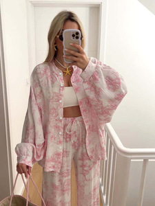 <span class=keywords><strong>Pigiama</strong></span> da <span class=keywords><strong>Donna</strong></span> in <span class=keywords><strong>Cotone</strong></span> Stampato Traspirante con Cardigan e Bottoni, Abbigliamento da Notte Femminile Disponibile - Product Image 2