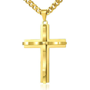 Trendy Simple Women Gold Silver collana con croce nera collana con preghiera maschile gioielli religiosi coppia collana con ciondolo croce - Product Image 4