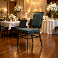 Chaise de banquet carrée en métal au design moderne et actuel, chaise de salle à manger de haute qualité en fer pour mariage et hôtel