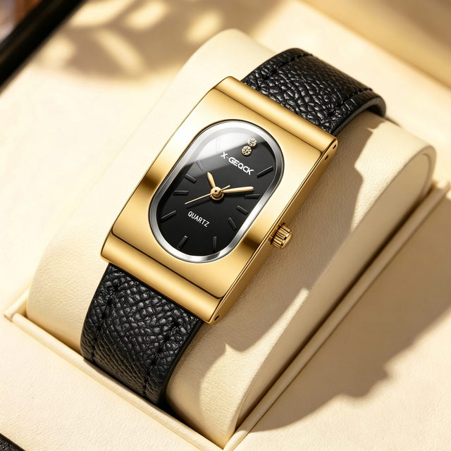 X-GEQCK Wholesale High-quality 3Bar Waterproof Luxury Quartz Watches for Women's Fashion Leather Watches and Clocks Reloj