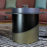 Table basse minimaliste italienne, ensemble de 2 pièces, placage de chêne, plateau en verre trempé, petit espace, salon