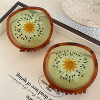 Onregelmatig cirkelvormige azijnzuurfruit kiwi schattige haarklauw voor dames meisje haarclip trendy dagelijks cadeau