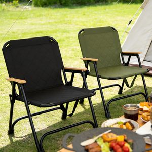 Outdoor Light Weight Cotton Padded Aluminium Portable Beach Foldable <b>Stool</b> Camping Ground Chair - Product Image 2