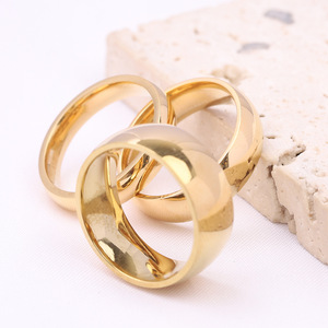 Bague tendance 4mm 6mm 8mm en acier inoxydable plaqué or, design géométrique simple, bijou unisexe, cadeau - Product Image 2