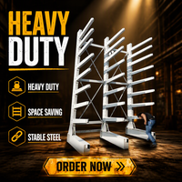Rak Kantilever H-Beam Heavy Duty untuk Papan Kayu, Pipa, Kayu Gelondongan Sistem Rak Luar Ruangan Galvanis Celup Panas, Dilapisi Bubuk