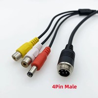 Adaptateur de câble M12 4Pin Aviation mâle/femelle vers 2 RCA femelle DC pour caméra CCTV Sécurité DVR Microphone 35CM