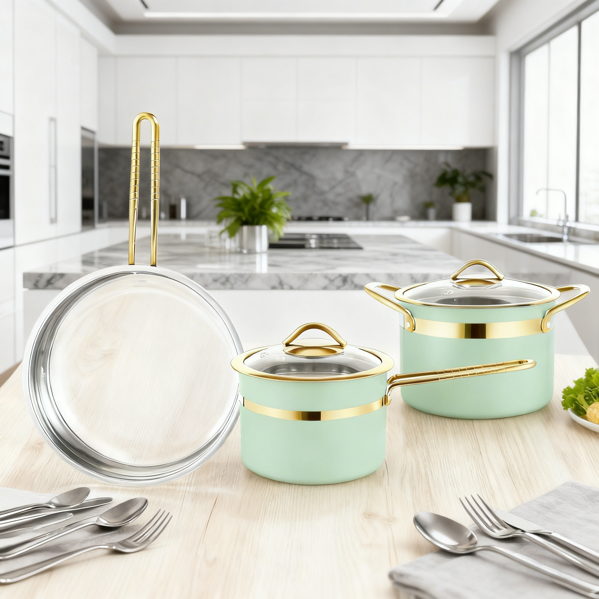 Fashionable 5-piece Stainless Steel Cookware Set, Luxurious Design, High-quality Non Stick Pot · image 6