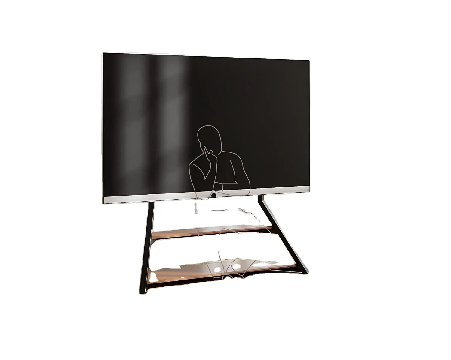 Eck boden TV-Ständer für LED Flat Curved Heavy Duty TV-Halterung mit großem Speicher holz