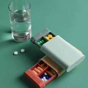 Boîte à pilules rectangulaire à 6 compartiments, boîte à médicaments, conteneur de vitamines, étui de voyage pour pilules, rangement pour capsules, comprimés, huiles de poisson, en plastique - Product Image 2