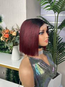 Silky Straight Burgundy <b>Bob</b> <b>Wig</b> Remy Hair Single Weft Full Head Extension - Product Image 3
