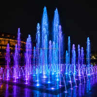 Fontaine interactive commerciale en acier inoxydable pour terrasses, avec jets d'eau dansants à LED et musique, pour places publiques, parcs et piscines