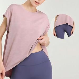 Camiseta de yoga para mujer al por mayor, con espalda abierta y lazo, 2 formas de uso, ajuste holgado, secado rápido, transpirable, para entrenamiento, correr y gimnasio - Product Image 4