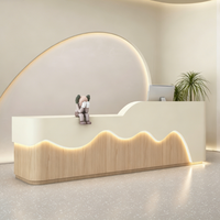 Comptoir de réception personnalisé ondulé et cannelé avec éclairage LED pour salon de beauté, spa, hôtel, bureau – Mobilier de réception