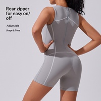 Mono de yoga sin mangas con cremallera y bloques de color estilo europeo-americano para mujer, leotardo ajustado hasta la rodilla para danza aérea