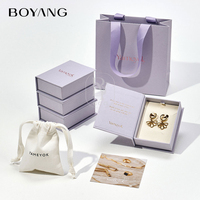 Boyang Boîtes à Bijoux et d'Emballage Personnalisées en Papier Recyclable Style Livre avec Logo Imprimé pour Bagues, Boucles d'Oreilles et Colliers, avec Pochette