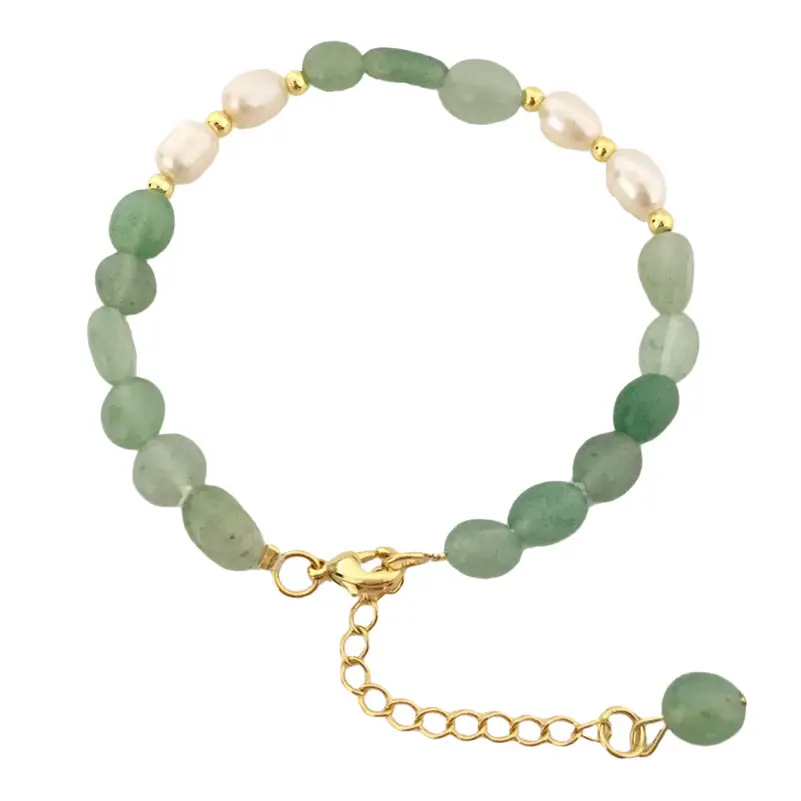 Pulsera de la amistad de Aventurina verde para mujer, brazalete de perlas irregulares naturales, regalo del Día de la madre
